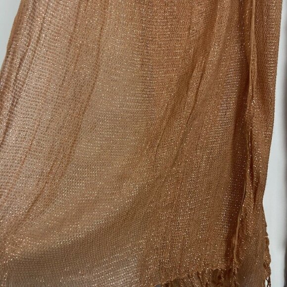 Sparkly Scarfs Lot of 2 red and Tan Tassled 65.5” x 21” - Picture 2 of 5